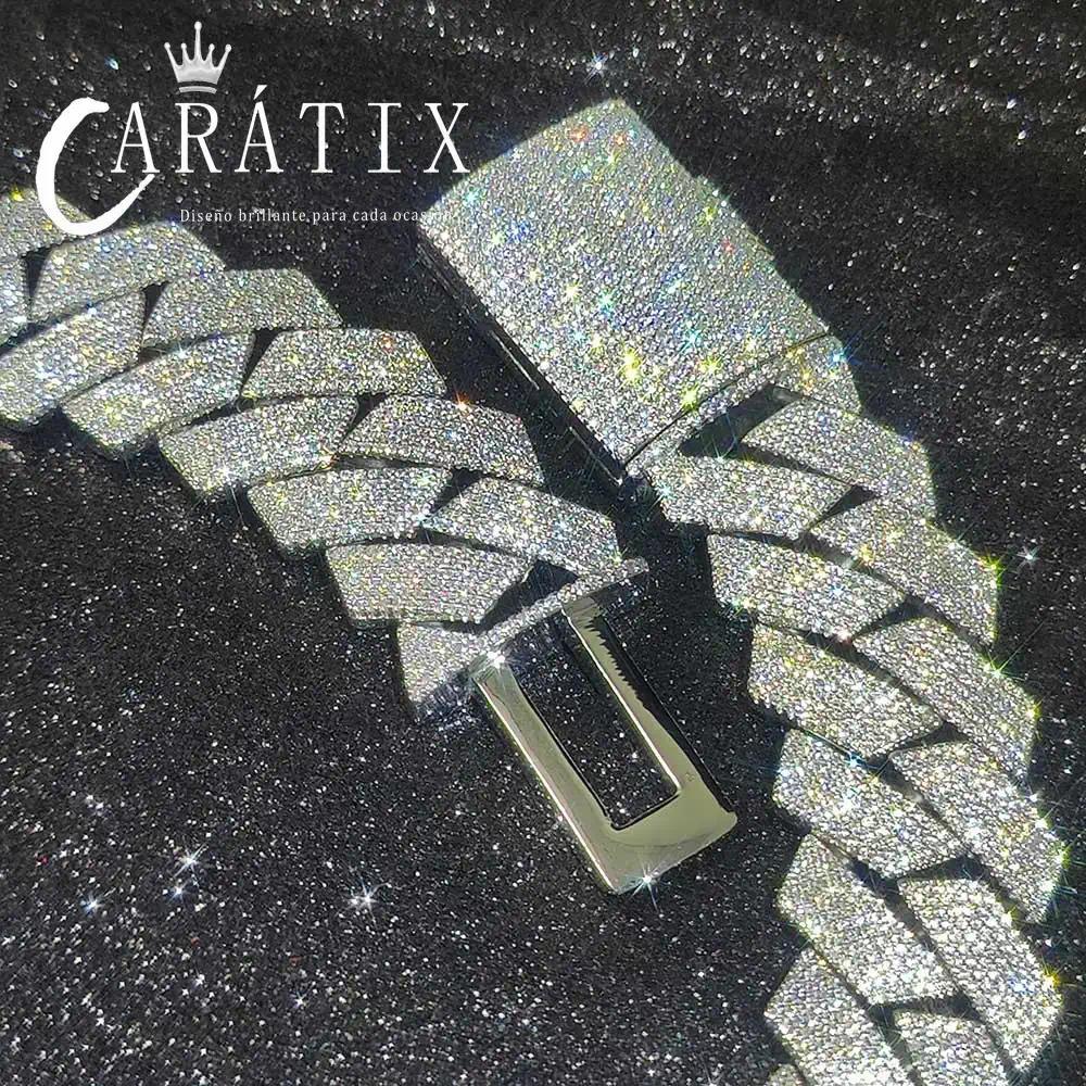 CARÁTIX 25MM 6-Row Cuban Chain Necklace – Thick CZ Prong Hip Hop Jewelry for Men & Women