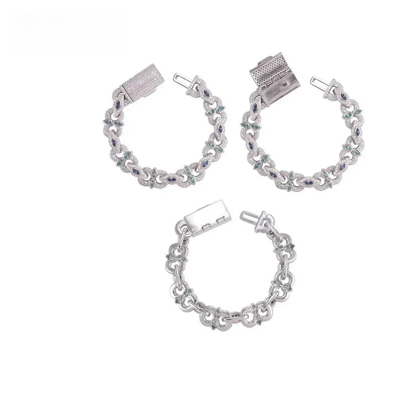 13mm Moissanite Cuban Link Bracelet with Figure-8 Clasp – S925 Sterling Silver Iced-Out Hip Hop Streetwear Jewelry - CaratixJewelry