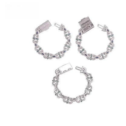 13mm Moissanite Cuban Link Bracelet with Figure-8 Clasp – S925 Sterling Silver Iced-Out Hip Hop Streetwear Jewelry - CaratixJewelry