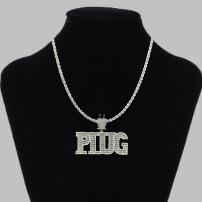 PLUG Special Bail Iced Out Letter Diamond Pendant Necklace – Custom Hip Hop Jewelry for Men