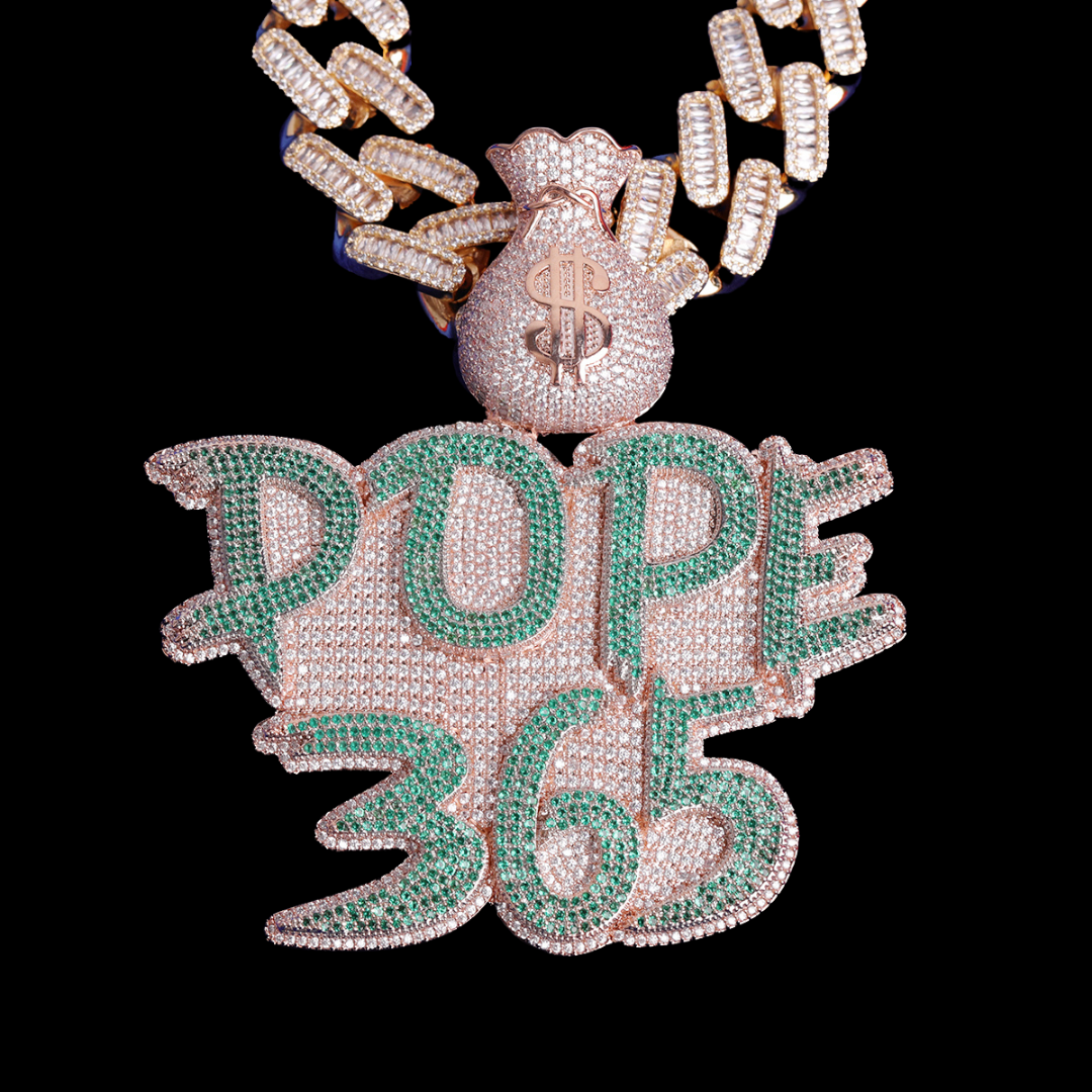 Money Bag Bail Two Tone Solid Iced Out Personalized Custom Name Necklace Pendant - Luxury Custom Jewelry