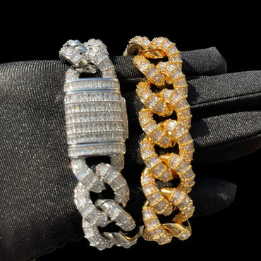19MM Fully Baguette Cuban Link Iced Out Bracelet – Luxury Hip Hop Jewelry for Men & Women - CaratixJewelry