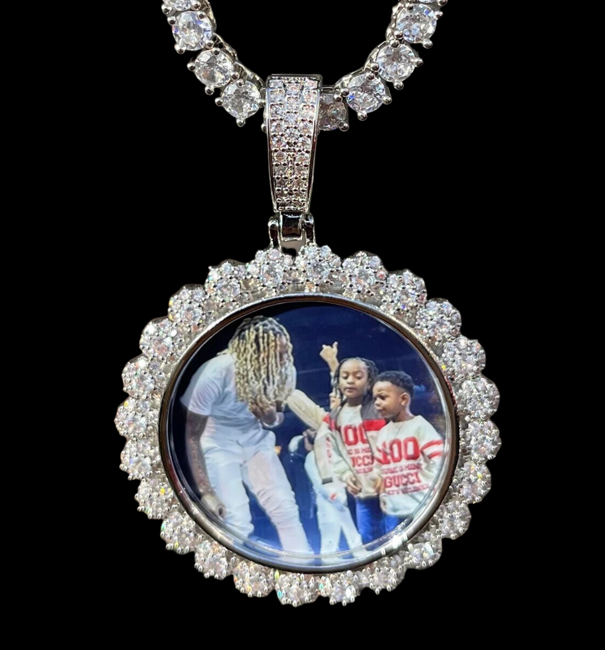 Flower Tennis Custom Photo Picture Pendant Necklace 