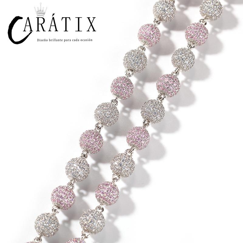 CARÁTIX Beads Link Chain | Micro Paved CZ Iced Out Hip Hop Necklace for Men & Women