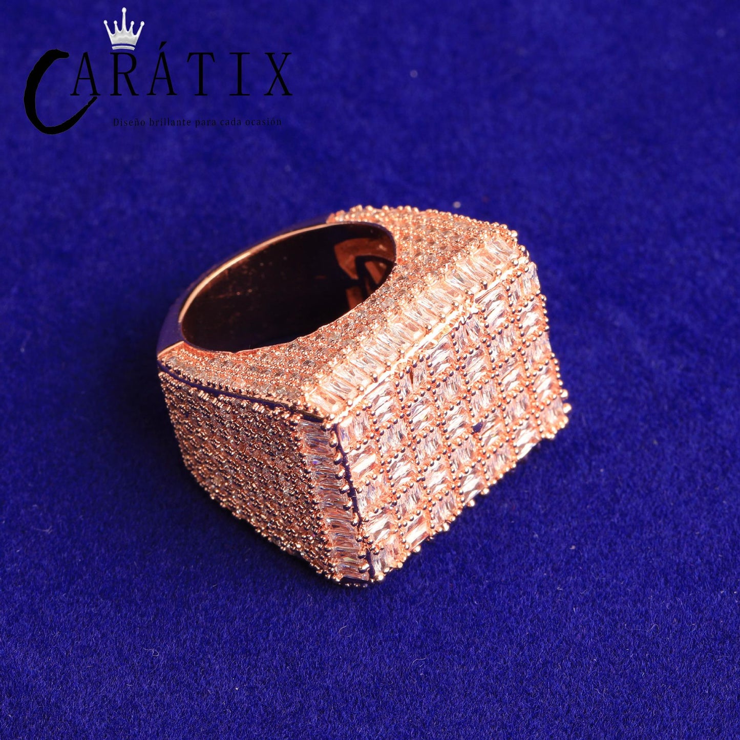 CARÁTIX Rectangle CZ Ring | Plated High Quality Hip Hop Jewelry for Men