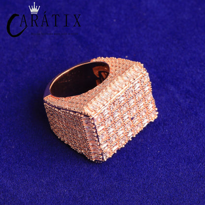 CARÁTIX Rectangle CZ Ring | Plated High Quality Hip Hop Jewelry for Men