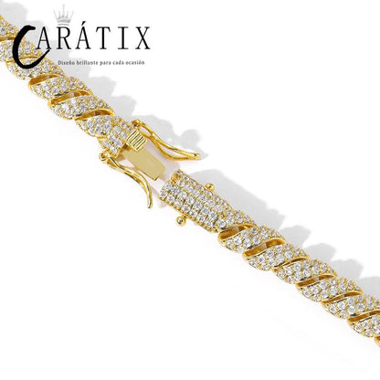 CARÁTIX Twist Rope Link Chain | 5A+ CZ Iced Out Hip Hop Necklace for Men (Gold Silver)