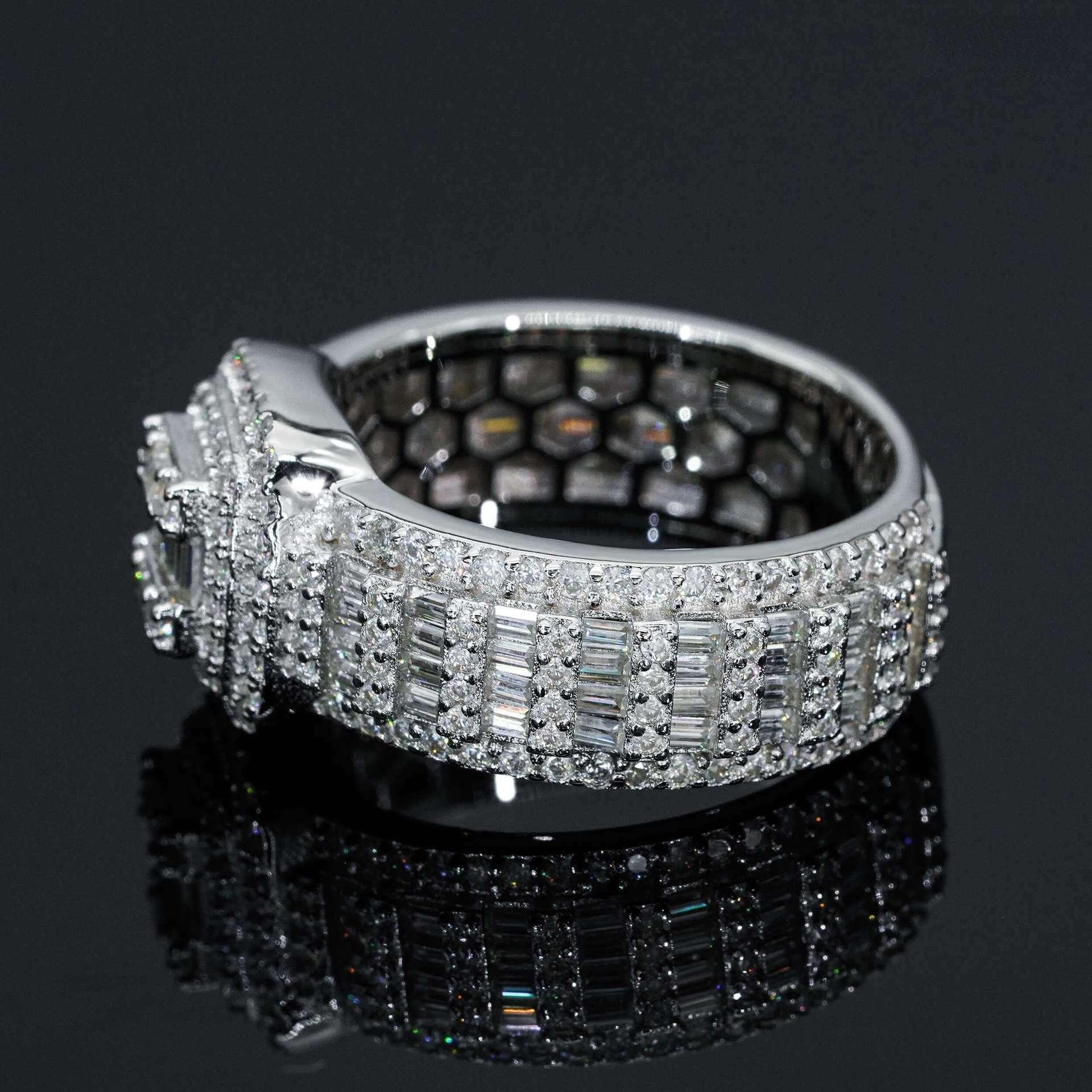 T-Cut Moissanite Men’s Ring | S925 Silver Full Iced Out Hip Hop Jewelry - CaratixJewelry