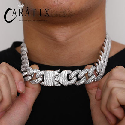 CARÁTIX 20mm Iced Out Cuban Miami Link Chain | CZ Bling Hip Hop Necklace for Men