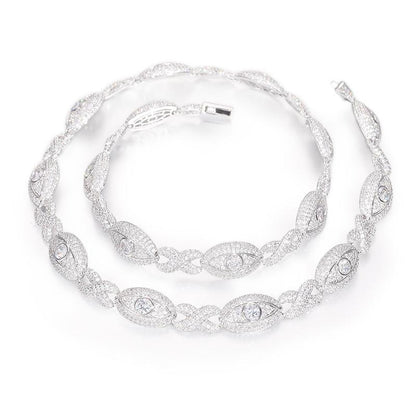 CARÁTIX 5A+ CZ Iced Out Eyes Cuban Link Chain Necklace – Infinity Hip Hop Bling Jewelry for Men & Women | Unisex Rapper Gift