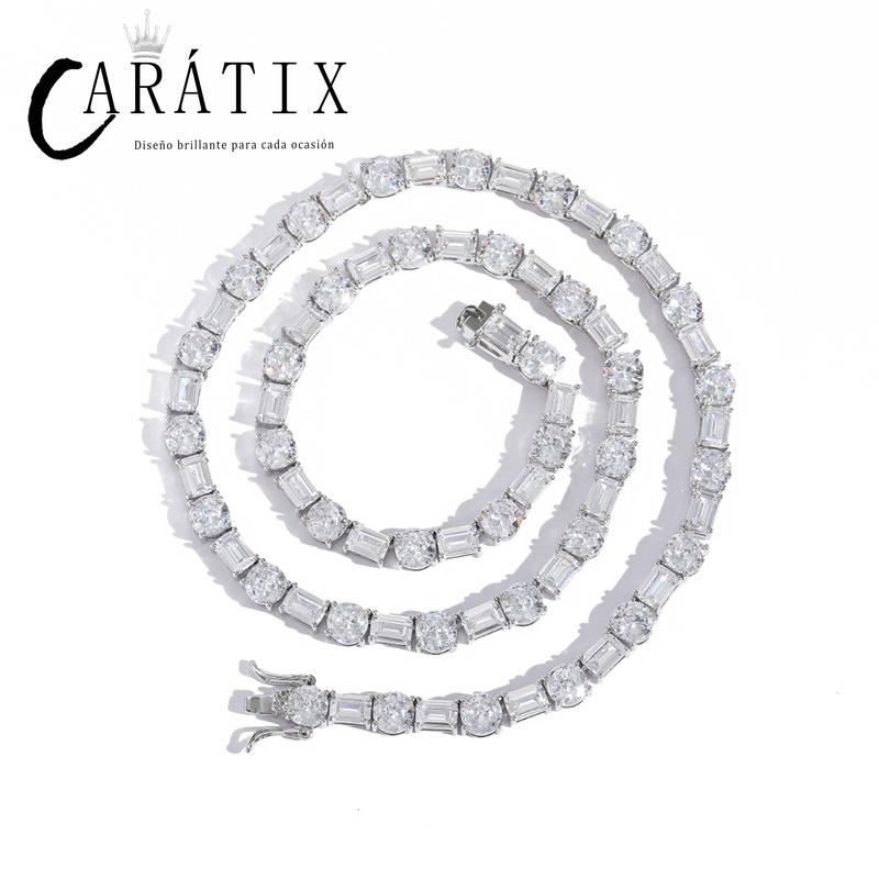 CARÁTIX 6mm Claw Tennis Chain | Square & Round CZ Iced Out Hip Hop Necklace for Men & Women
