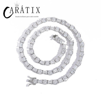 CARÁTIX 6mm Claw Tennis Chain | Square & Round CZ Iced Out Hip Hop Necklace for Men & Women