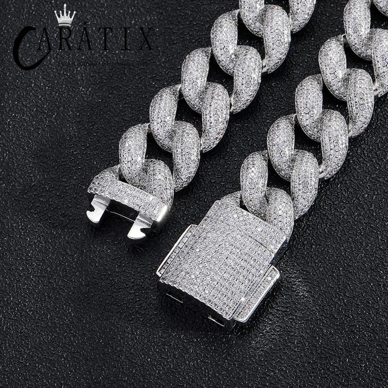 CARÁTIX Iced Out Round CZ Cuban Miami Link Chain Necklace – Hip Hop Jewelry in Gold & Silver for Men & Women