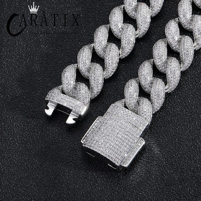 CARÁTIX Iced Out Round CZ Cuban Miami Link Chain Necklace – Hip Hop Jewelry in Gold & Silver for Men & Women
