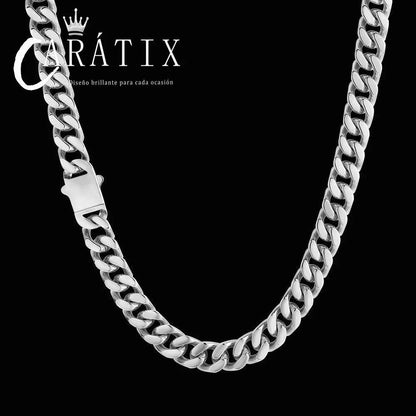 CARÁTIX - 8/10/12/14MM Men's Stainless Steel Chain 4-Sided Cut Hip-Hop Cool Style Jewelry Solid Color Golden Miami Cuban Necklace Valentine's Day Gift for Men & Girls & Boys Mothers' Day Gift #Springtok