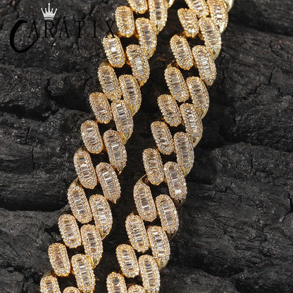 CARÁTIX 15mm Round Cuban Link Chain Necklace – Claw Setting 3A+ CZ Iced Out Hip Hop Bling Jewelry for Men | Miami Rapper Gift