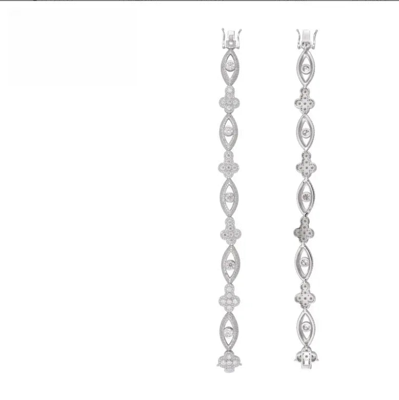 Moissanite Eye & Cross Cuban Link Bracelet – S925 Sterling Silver Iced-Out Hip Hop Streetwear Jewelry - CaratixJewelry