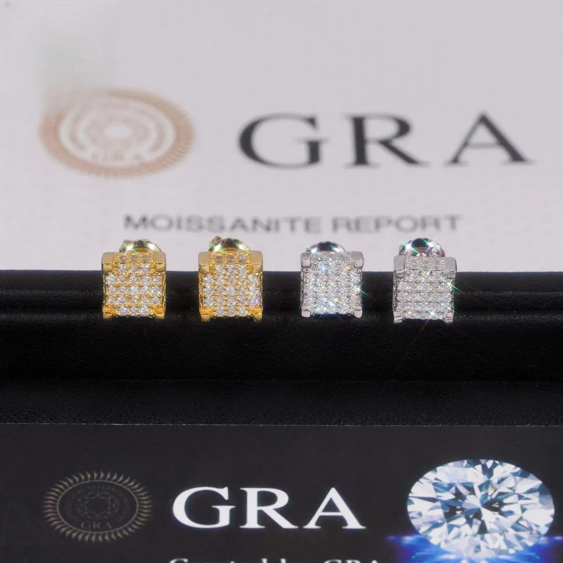 S925 Silver Square Pavé Moissanite Inspired Earrings - CaratixJewelry