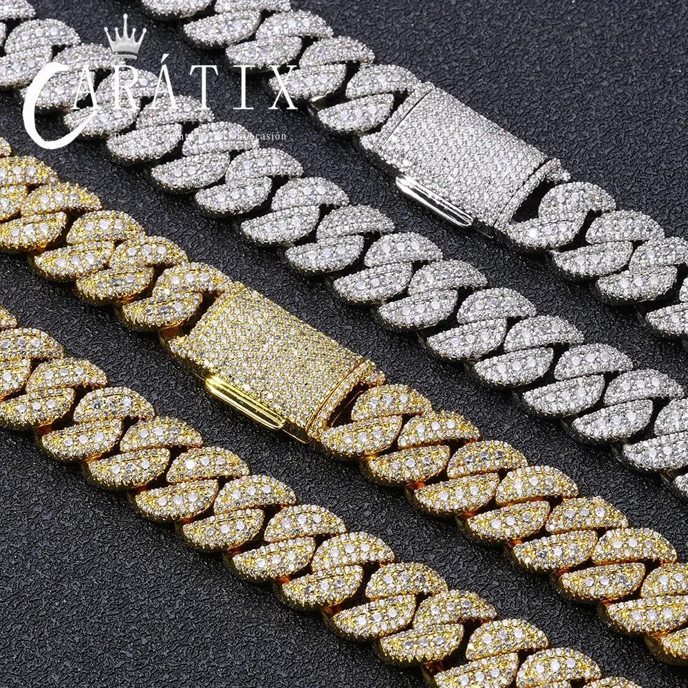 CARÁTIX 14MM Miami Cuban Chain Necklace – Brass Hip Hop Jewelry with Full Pave CZ for Men & Women