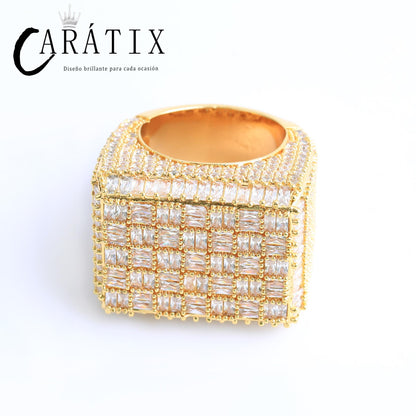 CARÁTIX Rectangle CZ Ring | Plated High Quality Hip Hop Jewelry for Men