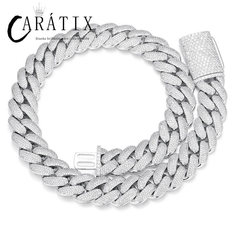 CARÁTIX 20mm 4-Row Cuban Miami Link Chain Necklace – Iced Out CZ Jewelry for Men & Women Hip Hop