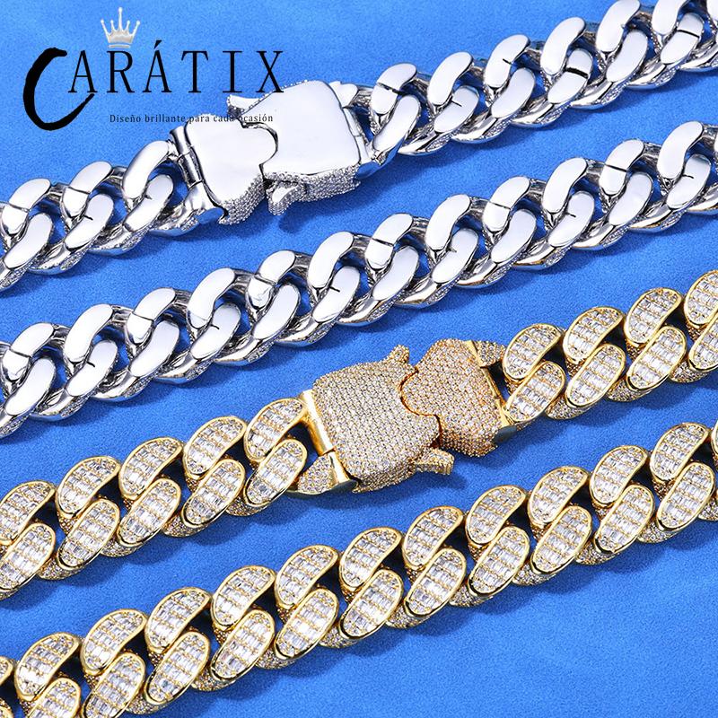 CARÁTIX 18mm Cuban Miami Chain | 5A+ CZ Iced Out Solid Round Hip Hop Necklace for Men