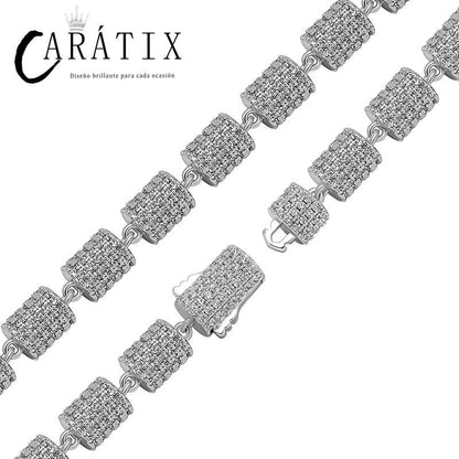 CARÁTIX Bamboo Joint Link Chain Necklace – 3A+ CZ Iced Out Hip Hop Bling Jewelry for Men | Gold & Silver Rapper Gift