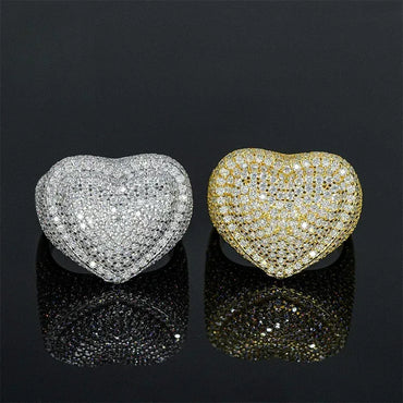 D-Color Heart Moissanite Men’s Ring | S925 Silver Iced Out Hip Hop Jewelry - CaratixJewelry