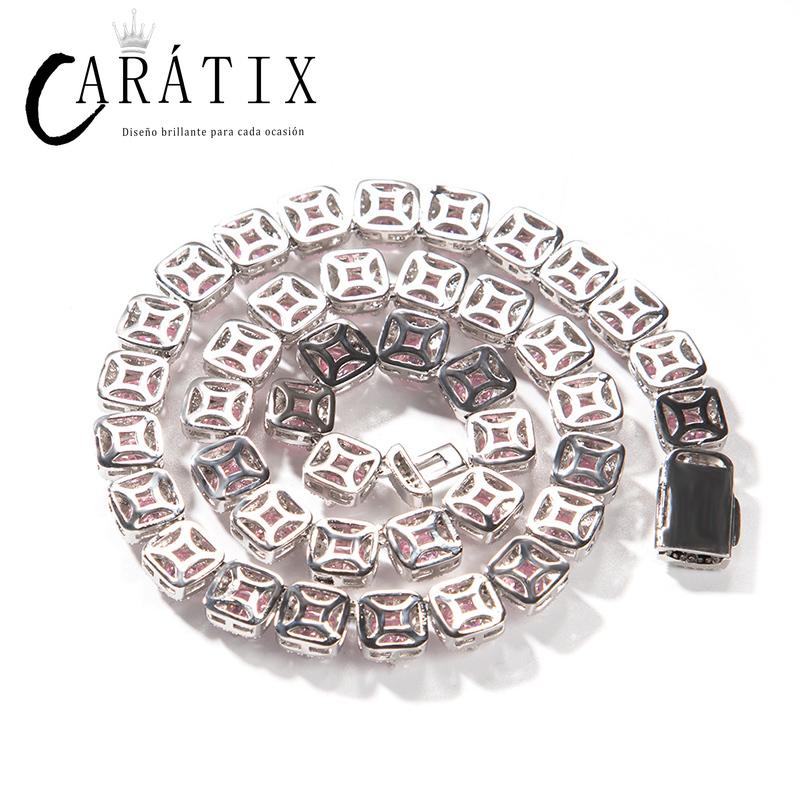 CARÁTIX - Hip Hop 3A+ CZ Stone Paved Bling Iced Out 9.5mm Heart Tennis Link Chain Bracelets Necklaces for Men Women Unisex Rapper Jewelry Valentine's Day Gift for Men & Girls & Boys Mothers' Day Gift #Springtok