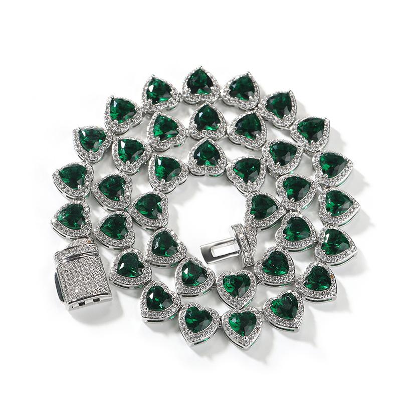 CARÁTIX - Hip Hop 3A+ Cubic Zirconia Bing Iced Out Heart Shape CZ Stone Tennis Link Chain Chokers Necklaces for Men Women Rapper Jewelry Valentine's Day Gift for Men & Girls & Boys Mothers' Day Gift #Springtok