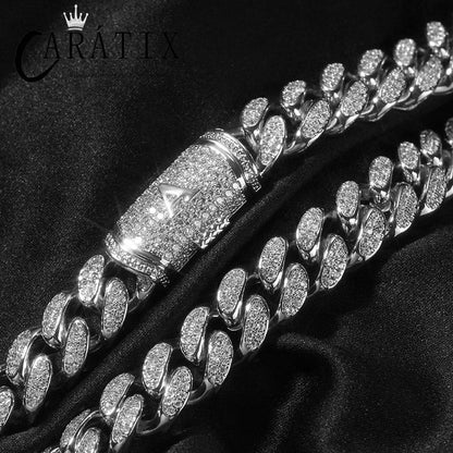 CARÁTIX – Letters Link Chain Necklace | Iced Out Round Cuban Choker for Men & Women