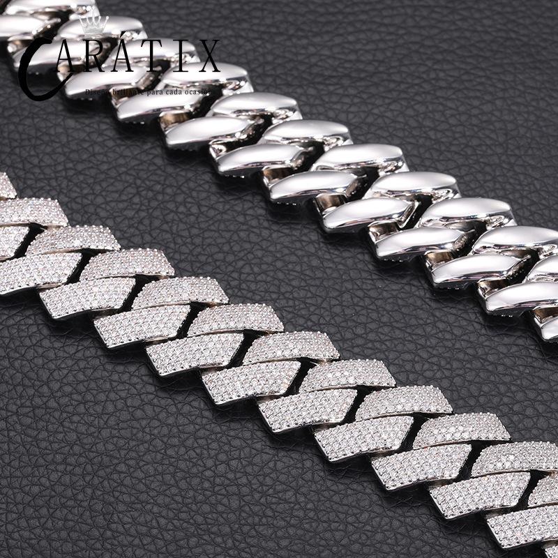 CARÁTIX 20mm 4-Row Rhombus Cuban Chain | CZ Iced Out Miami Link Hip Hop Necklace for Men