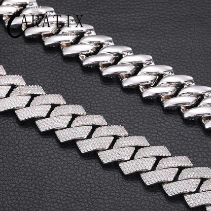 CARÁTIX 20mm 4-Row Rhombus Cuban Chain | CZ Iced Out Miami Link Hip Hop Necklace for Men