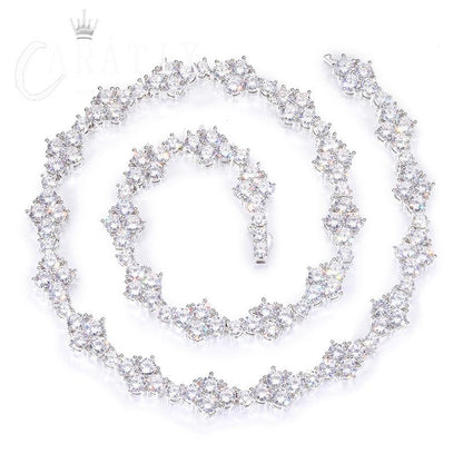 CARÁTIX - 12mm wide Hip Hop 5A+ CZ Stone Bling Iced Out Flower Tennis Link Chain Necklaces for Men Women Rapper Jewelry  Valentine's Day Gift for Men & Girls & Boys Mothers' Day Gift #Springtok