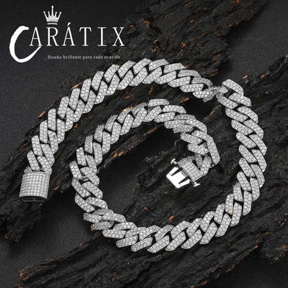 CARÁTIX - 15MM   Chain for Men Women Miami Prong Bling 5A CZ Cuban Chain Necklace Valentine's Day Gift for Men & Girls & Boys Mothers' Day Gift #Springtok