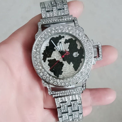 Luxury Mechanical Iced Out Watch Big Face Leather | Caratix