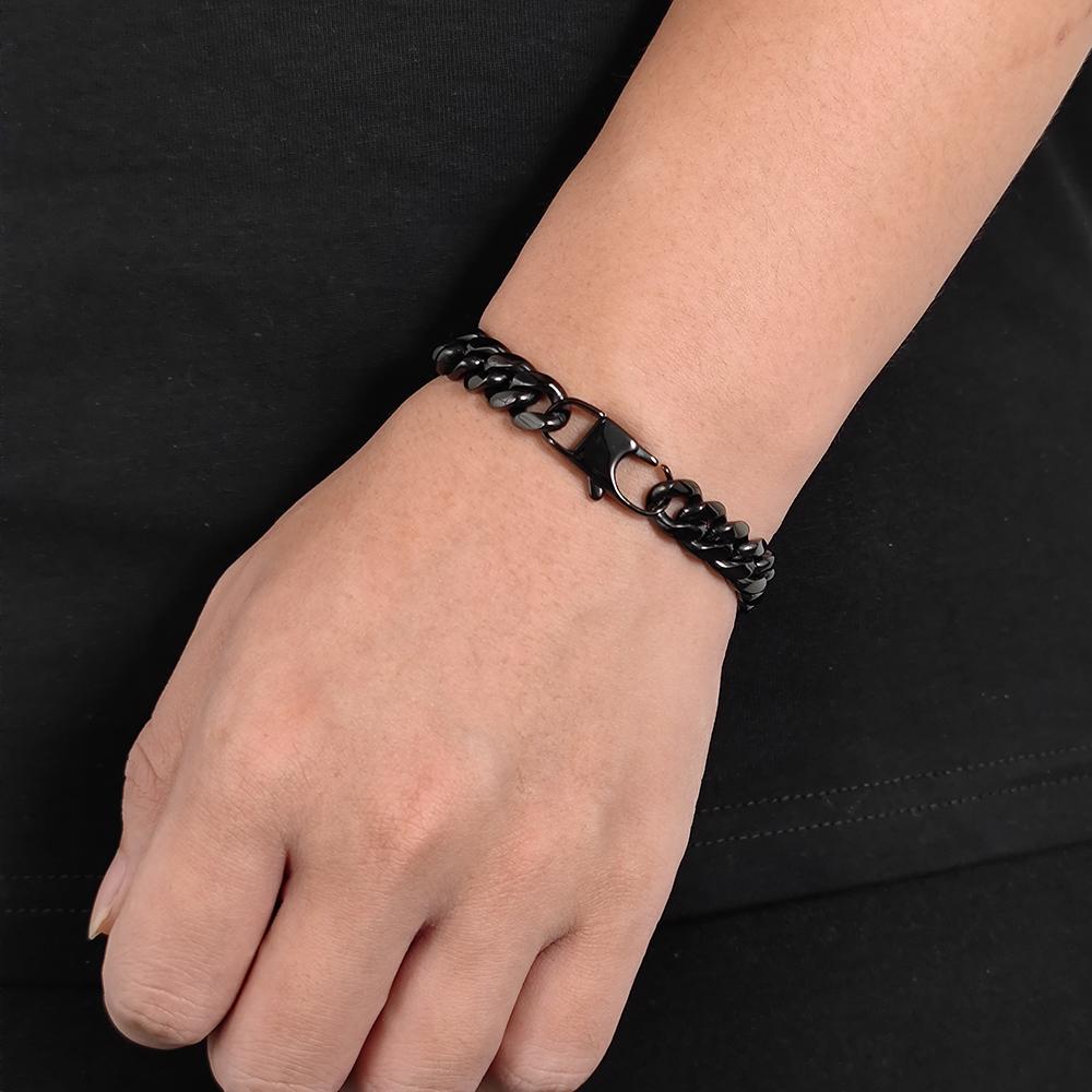 CARÁTIX - Nuoya 10mm Black Plated Stainless Steel Miami Cuban Link Necklace Cuban Chains for Men Women Valentine's Day Gift for Men & Girls & Boys Mothers' Day Gift #Springtok