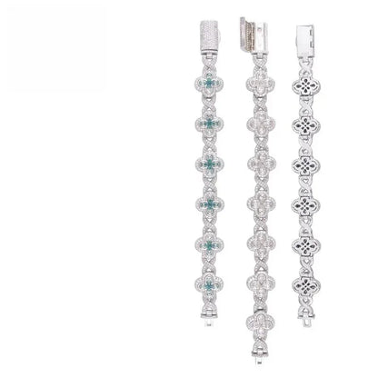 18mm Four-Leaf Clover Moissanite Cuban Link Bracelet – S925 Sterling Silver Iced-Out Hip Hop Streetwear Jewelry - CaratixJewelry