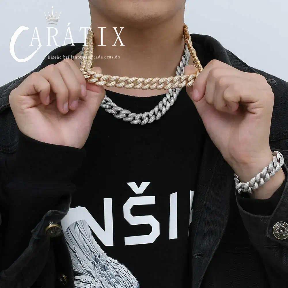 CARÁTIX - 14MM Rapper Mens  Luxury 5A CZ Miami Cuban Necklace Silver Plated Cuban Link Chain Birthday Gift Jewelry Valentine's Day Gift for Men & Girls & Boys Mothers' Day Gift #Springtok