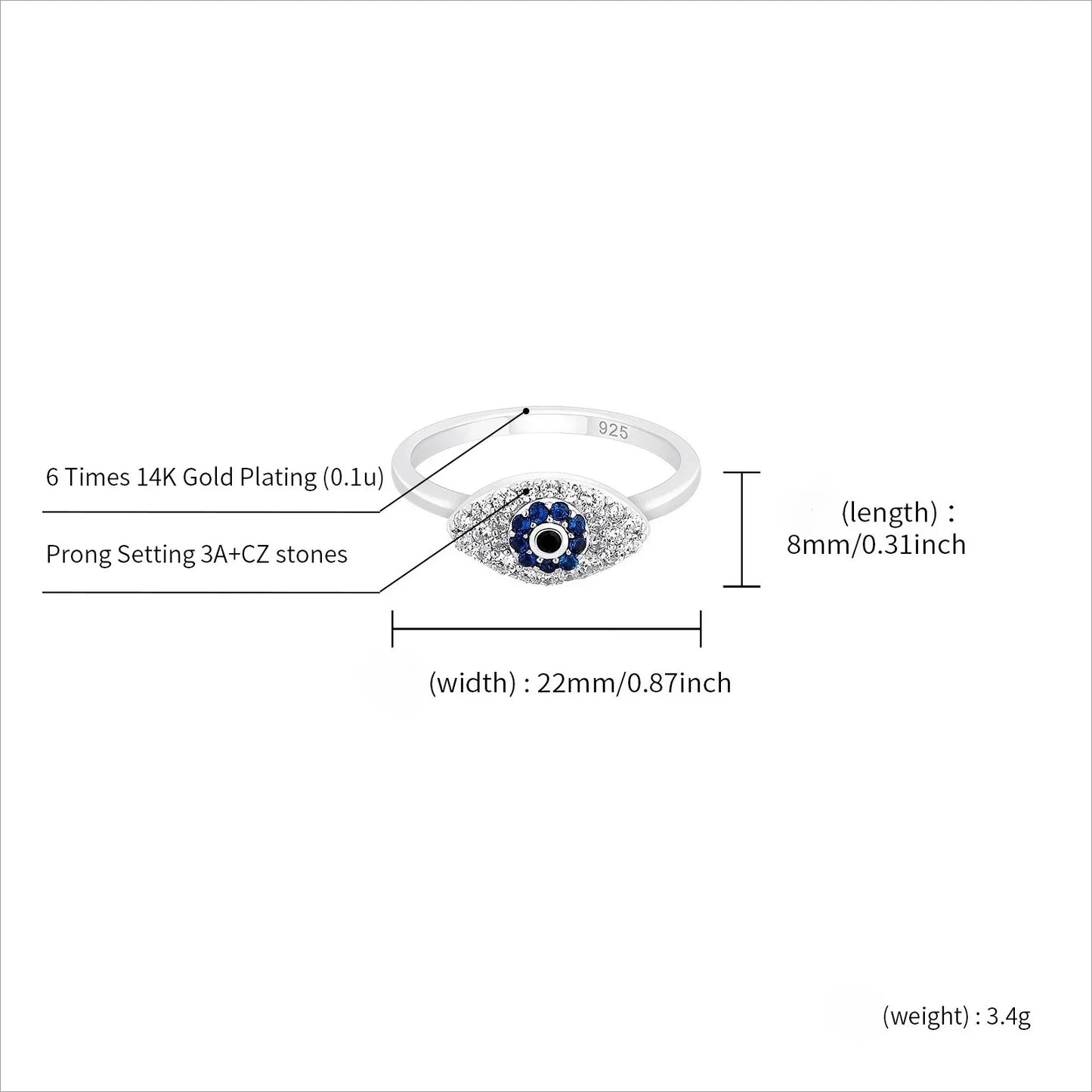 S925 Sterling Silver All-Seeing Eye Ring | Iced Out Hip Hop Band | Caratix