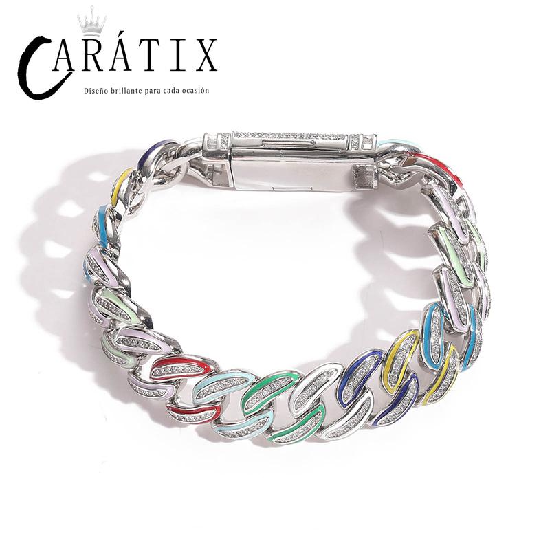 CARÁTIX 15mm Color Drip Cuban Chain | 3A+ CZ Iced Out Hip Hop Necklace for Men