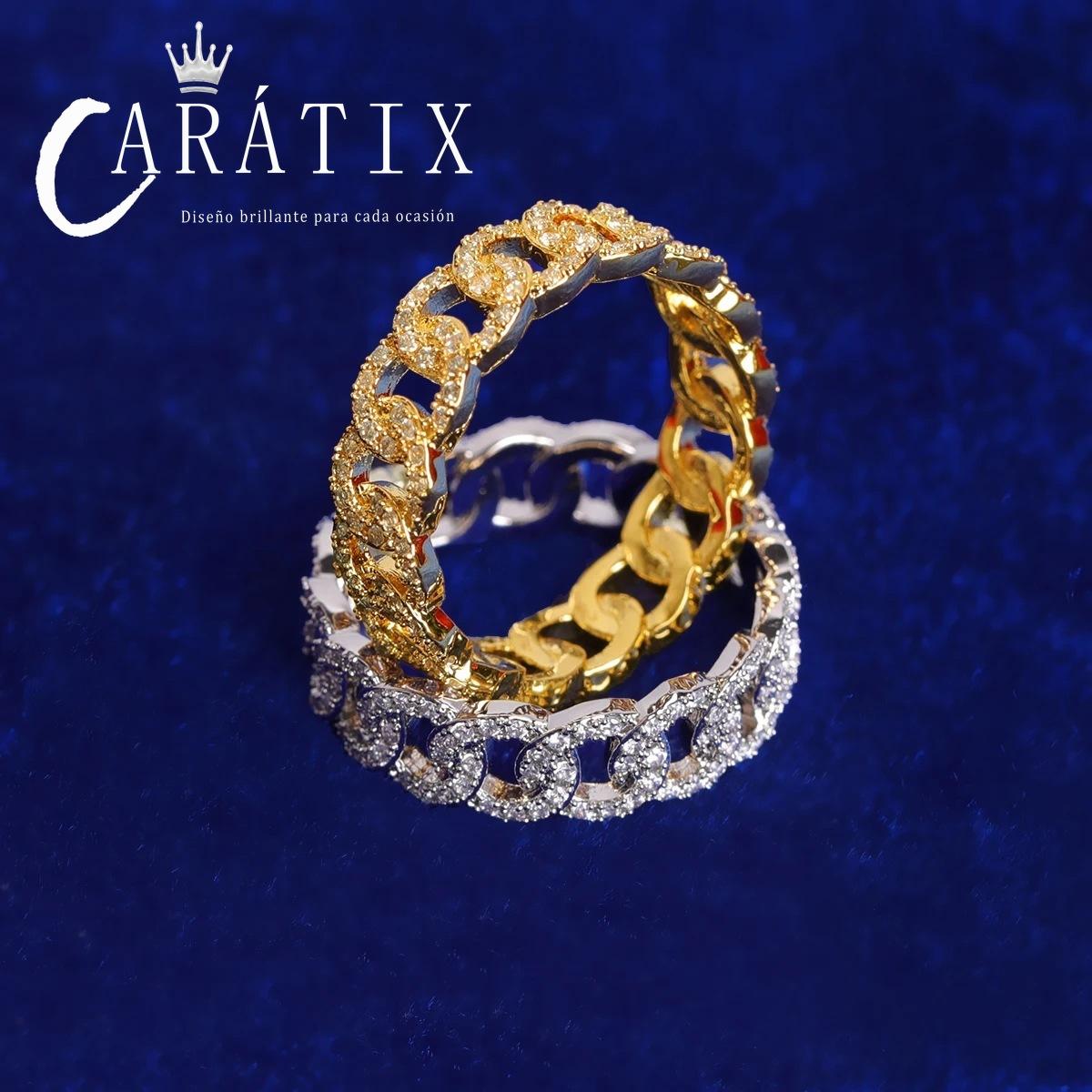 Caratix-Hip Hop Cuban Ring Real Electroplating Fashion Personality Hipster Ring High Quality Hip Hop Ring