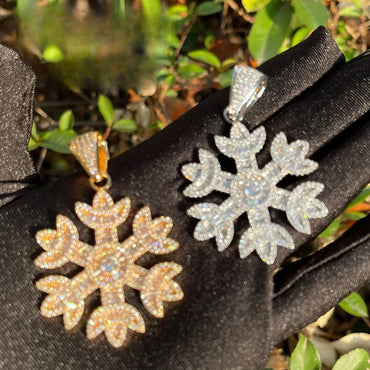 Iced Out 3D Snowflake Pendant | Men's Sub-Zero Glacier Necklace | Premium Copper CZ Frostbite Jewelry | Cold Hearted Bling | Caratix - CaratixJewelry