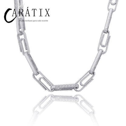 CARÁTIX AAA+ CZ Iced Out Pin Link Chain Necklace – Gold & Rose Hip Hop Bling Jewelry for Men & Women | Rapper Gift