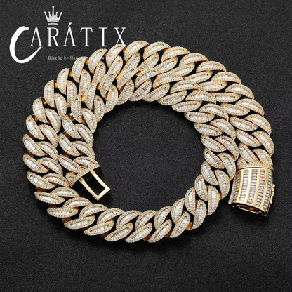 CARÁTIX – 20mm Rectangle Miami Cuban Link Chain | Solid CZ Iced Out Choker Necklace for Men & Women