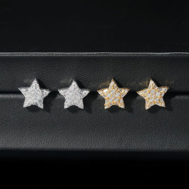 Creative Star Shape 925 Silver Moissanite Hip Hop Stud Earrings - CaratixJewelry