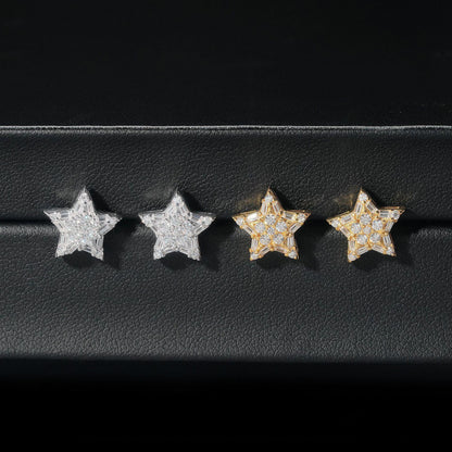 Creative Star Shape 925 Silver Moissanite Hip Hop Stud Earrings - CaratixJewelry