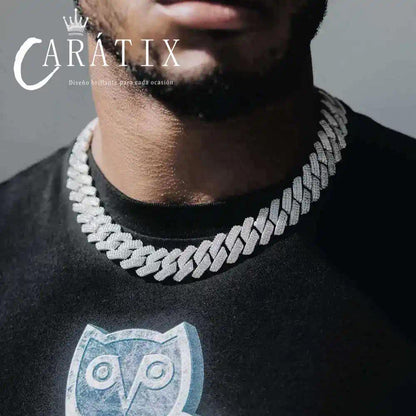 CARÁTIX 25mm Iced Out Cuban Link Chain Necklace – CZ Prong Set Thick Hip Hop Bling Jewelry for Men | Rapper Gift