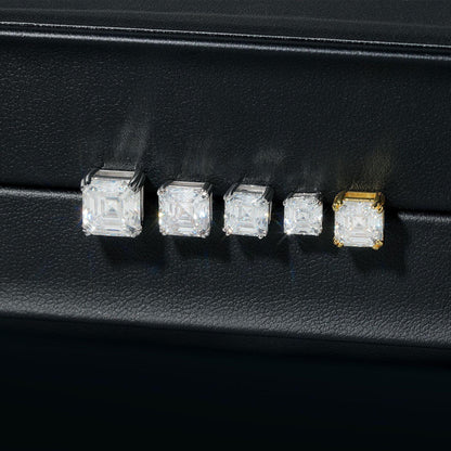 VVS 925 Silver Moissanite Tower Cut Stud Earrings Unisex - CaratixJewelry