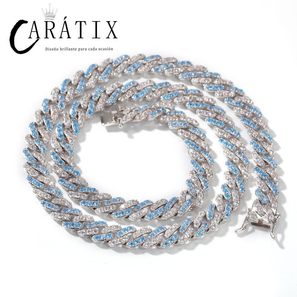 CARÁTIX - 14"-20" Hip Hop Claw Set AAA+ CZ Stone Bling Iced Out 8MM wide Cuban Link Chain Chokers Necklaces for Men Women Rapper Jewelry Valentine's Day Gift for Men & Girls & Boys Mothers' Day Gift #Springtok